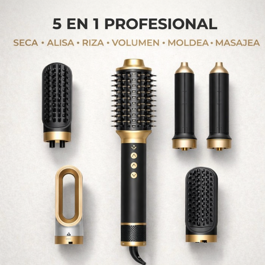 Cepillo Secador Profesional 5 en 1 | Peinado de Salón en Casa