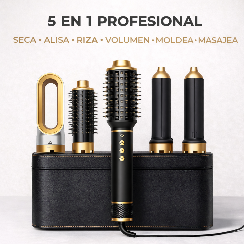Cepillo Secador Profesional 5 en 1 | Peinado de Salón en Casa